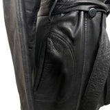 Trucker Women’s Black Leather Jacket Belted Wrap Style Size Medium