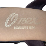 Onex Women’s Brown & Black With Rhinestones Heeled Slide Sandals Size 7