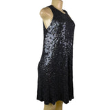 Carmen Marc Valvo Womens Black Silk Sequin Sleeveless Dress Size 10