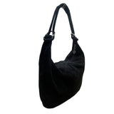 Casper Women’s Black Suede Soft Interior Pocket Silver Hardware Classic Hobo Bag