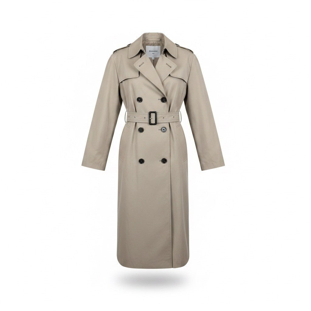 Defense Logistics Womens Beige Trench Coat With Belt Size 10L