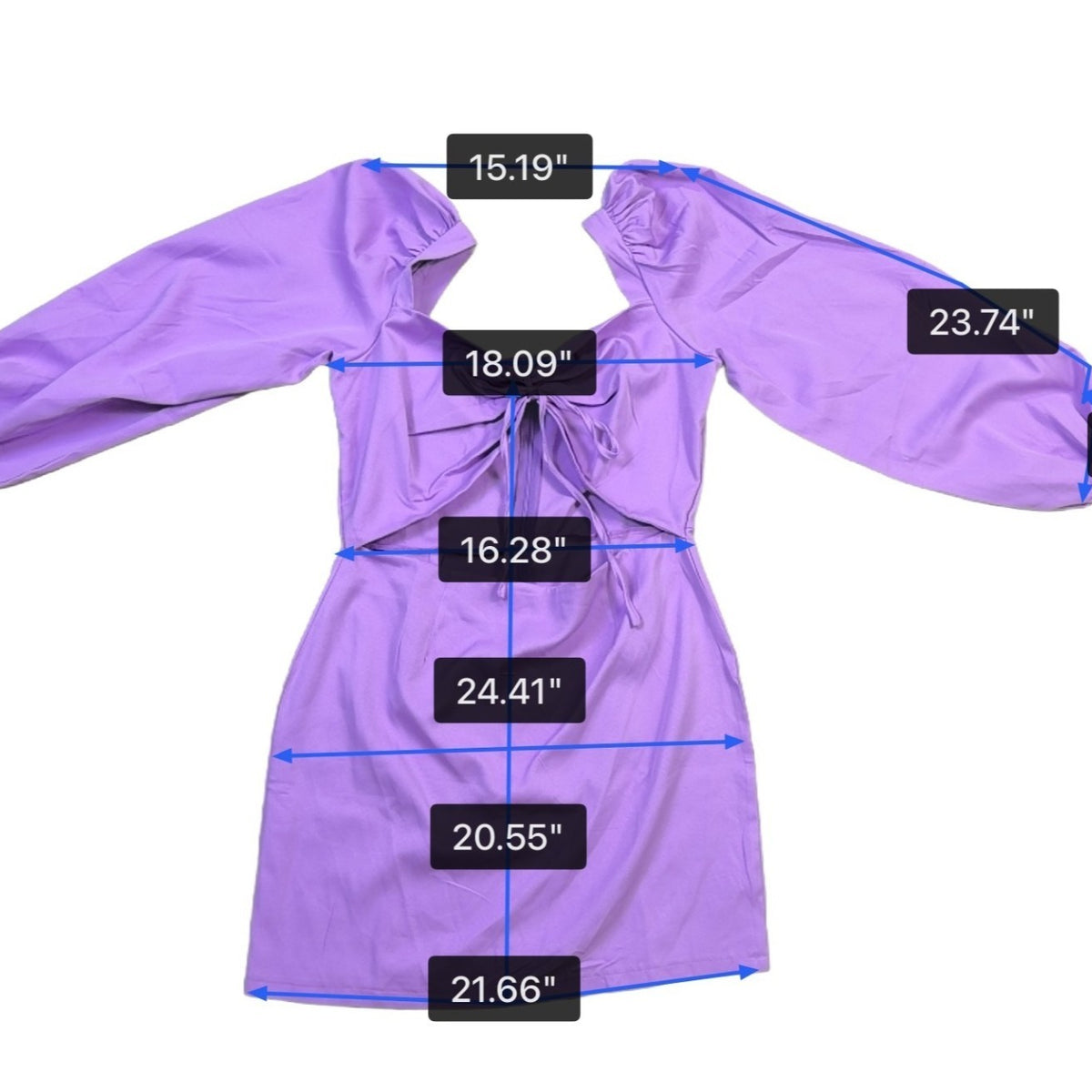 I Saw It First Womens Purple Dress Balloon Sleeves Tie-Front Size UK14 US10