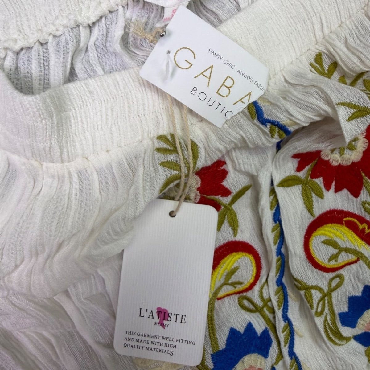 L’Atiste Women’s White Embroidered Off-Shoulder Maxi Dress Size S