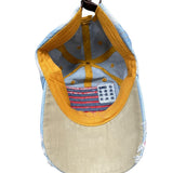 American USA Flag Rhinestone Distressed Design Denim Cap With Adjustable Strap