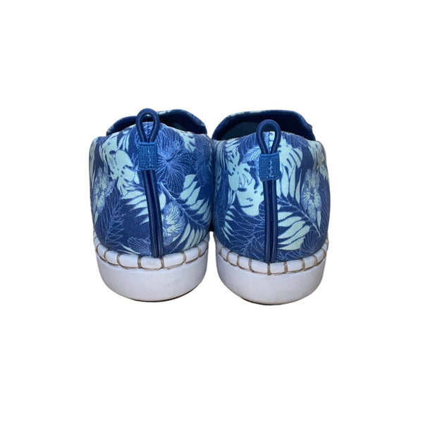 Clarks Women’s Blue Floral Cushion Soft Cloudsteppers Slip-On Shoes Size 11 Wide