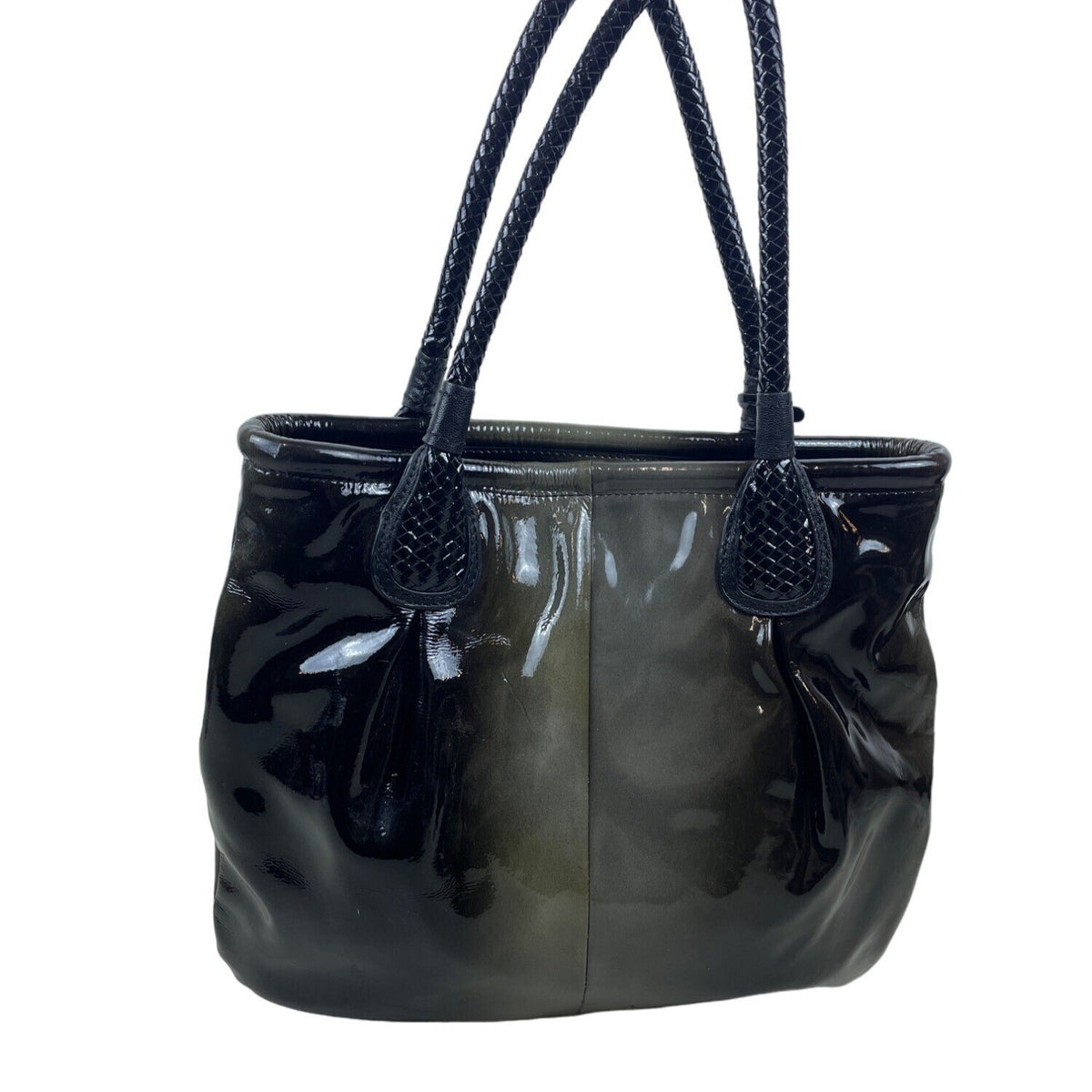 Elliot Lucca Women’s Black Shoulder Bag Braided Handles Magnetic Closure Sz M