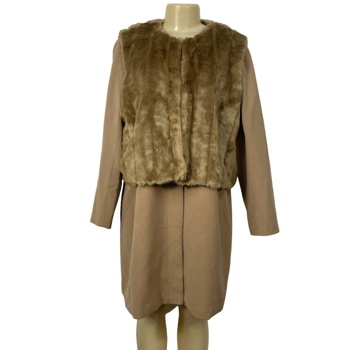 Multi Look IMAN  Coat & Vest Caramel Size 1X Winter Office Attire