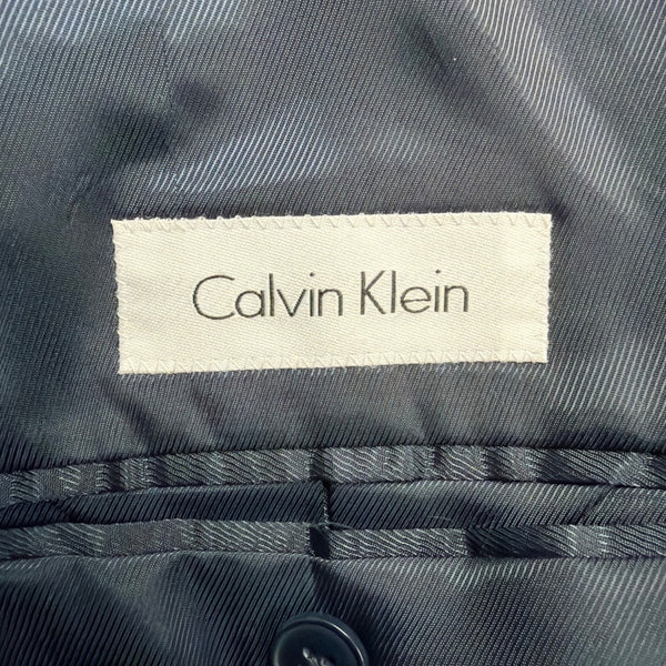 Calvin Klein Mens Navy Wool Blazer Jacket Slim Fit Checkered Two-Button Sz 40R
