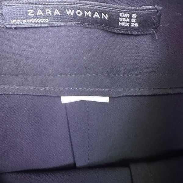 Zara Women Black Faux Leather Ruffle Pencil Skirt Statement Piece Size S