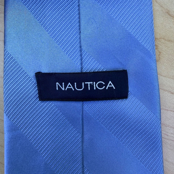 Nautica Mens Blue 100% Silk Striped Pattern Tie Classic Formal Design