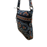 Vera Bradley Womens Blue Paisley Quilted Adjustable Strap Zippered Crossbody Bag