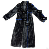 Black Womens Mink Fur Coat Luxury Long Full-Length Button-Up Soft Textured Sz M