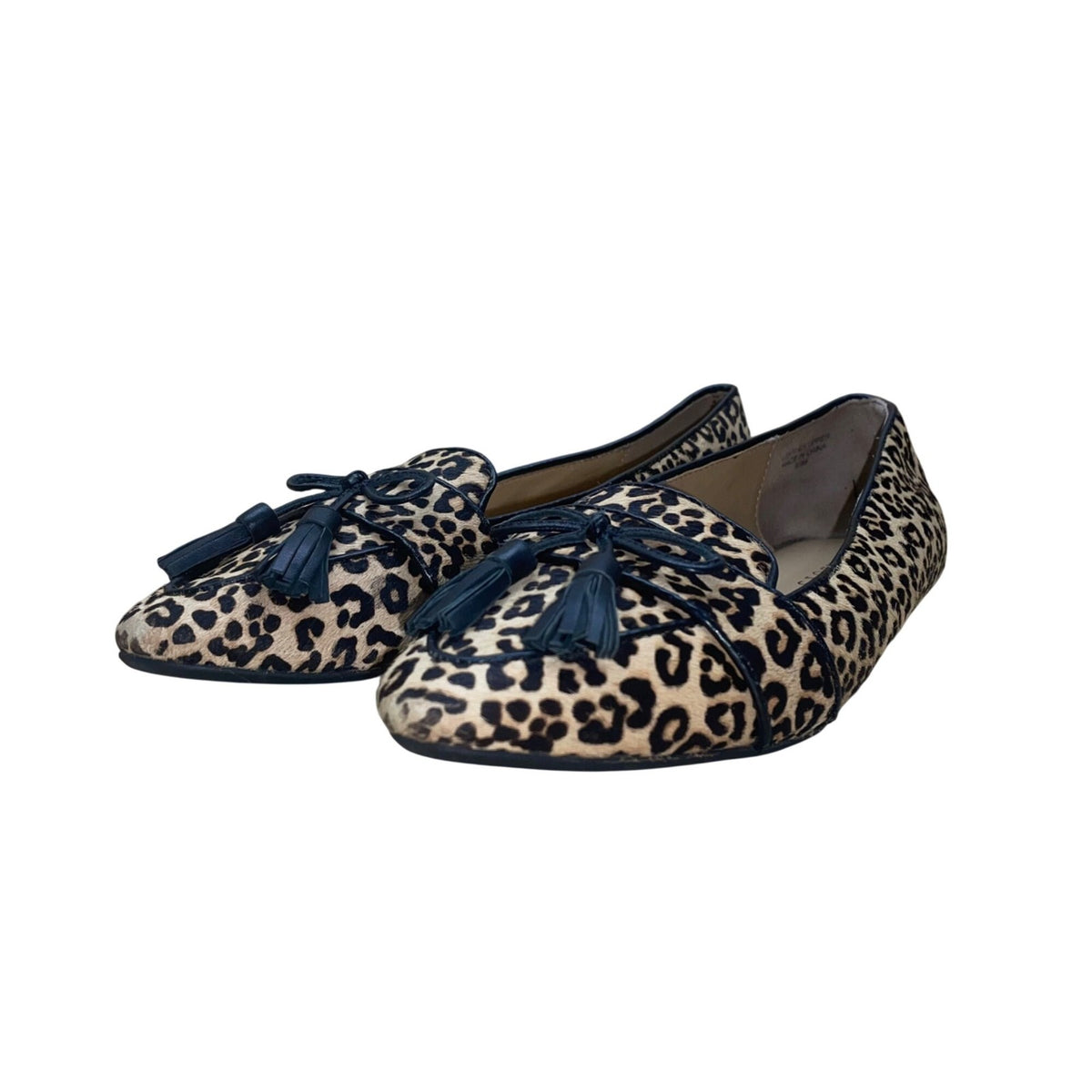 Talbots Women’s Leopard Print Calf Hair Tasseled Francesca Driving Flats Sz 6.5M