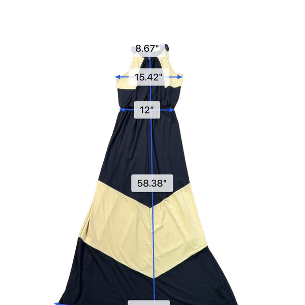 Charming Charlie Womens Navy & Cream Maxi Dress Sleeveless Chevron Size S