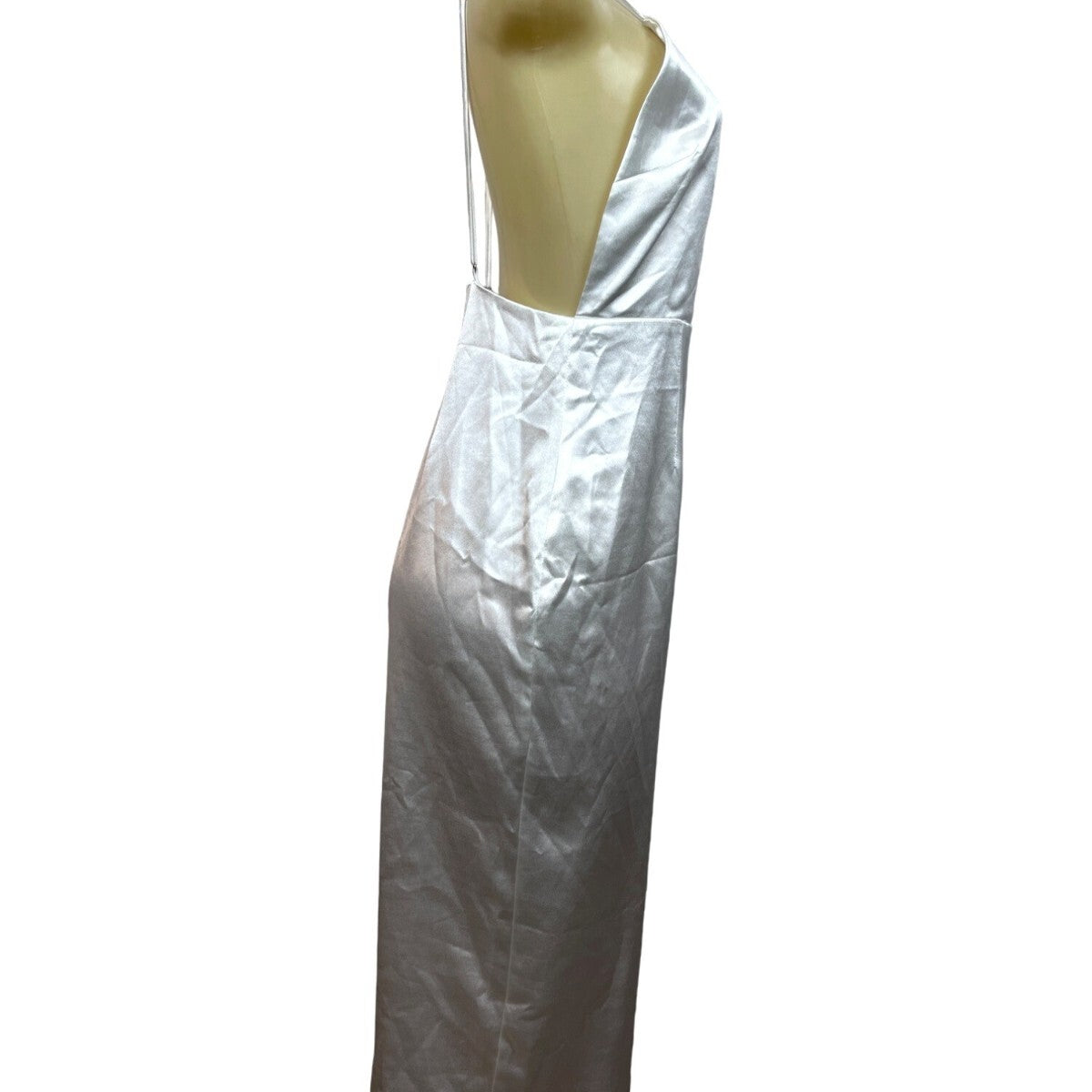 Lulus White Satin Midi Dress With Spaghetti Straps & Open Back Design Sz M - New