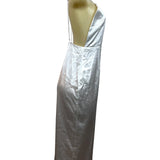 Lulus White Satin Midi Dress With Spaghetti Straps & Open Back Design Sz M - New