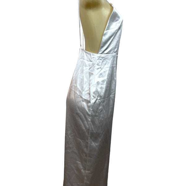 Lulus White Satin Midi Dress With Spaghetti Straps & Open Back Design Sz M - New