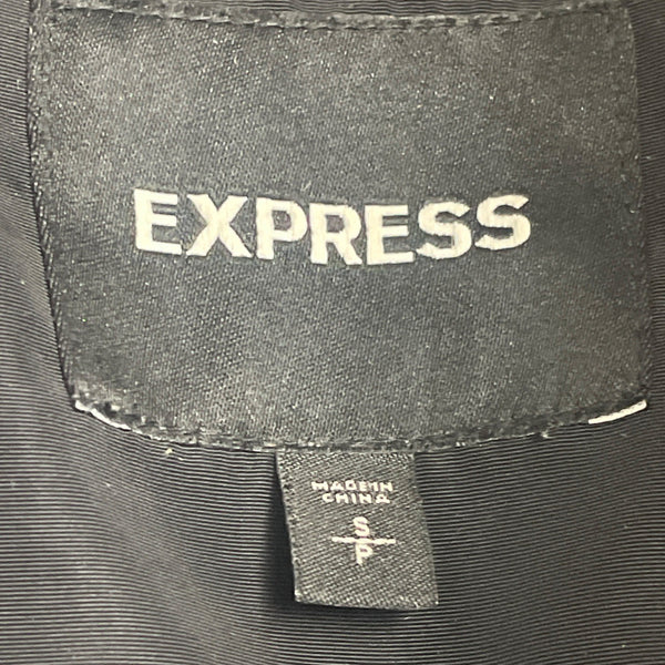 Express Women Black Polyester Puffer Belted Coat  Full-Length Pockets Warm Sz S
