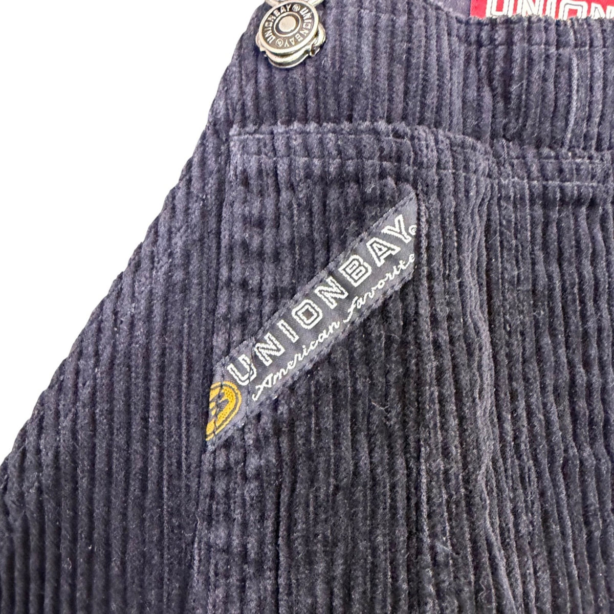 Unionbay Womens Black Corduroy Overalls Adjustable Straps Button Accents Size S