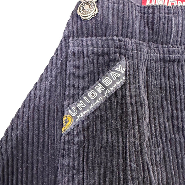 Unionbay Womens Black Corduroy Overalls Adjustable Straps Button Accents Size S