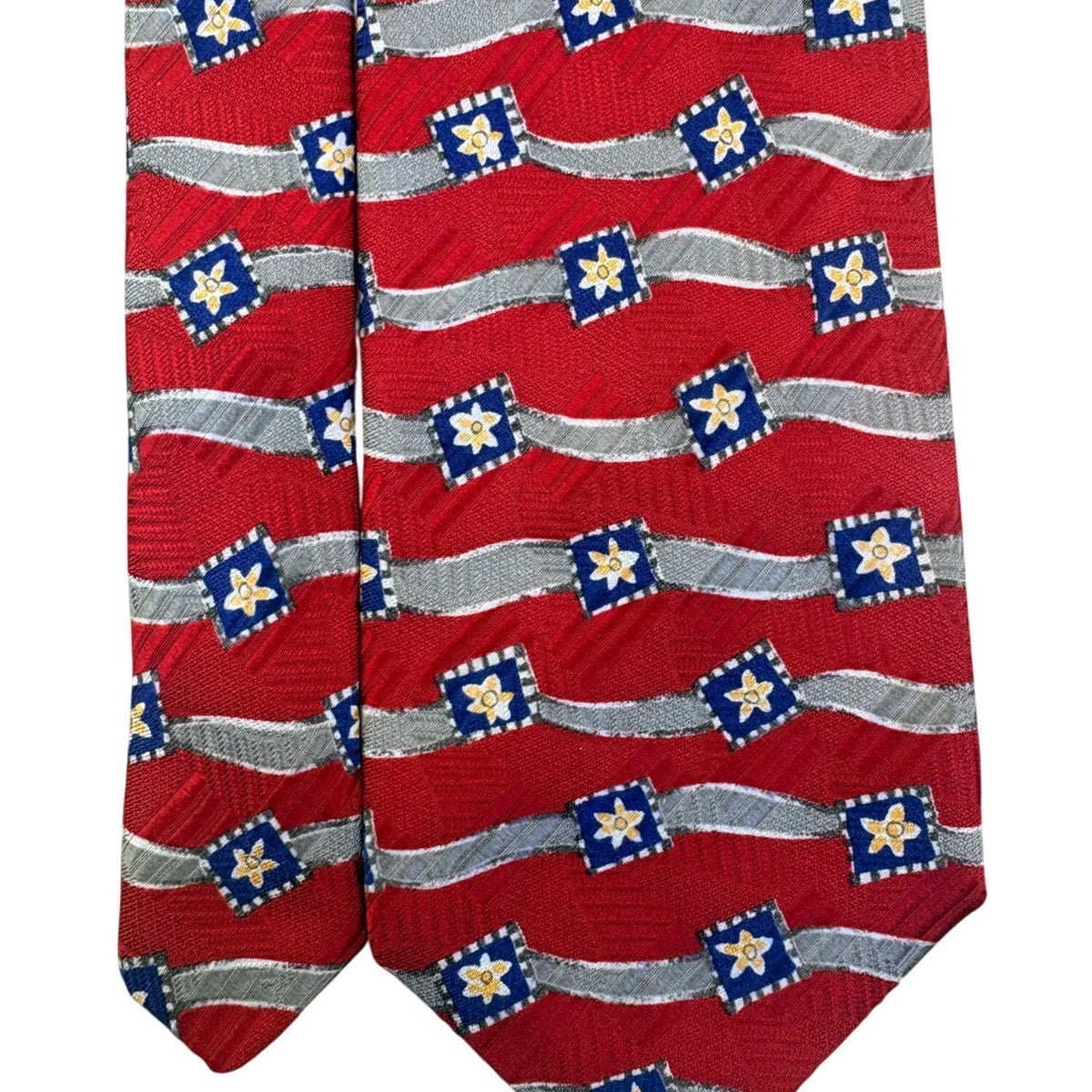 Robert Talbott Mens Red Silk Floral Pattern Tie Hand Sewn Made In Italy