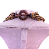 Womens Brown Gold Glass Bead Necklace Necklace 12 Strands