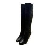 Audrey Brooke Women’s Black Leather Knee-High Stiletto Heel Boots Size 7.5M