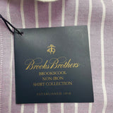 Brooks Brothers Mens Purple & White Striped Collared Shirt Non-Iron Sz16.5 34
