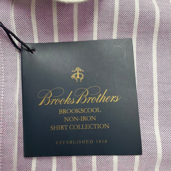 Brooks Brothers Mens Purple & White Striped Collared Shirt Non-Iron Sz16.5 34
