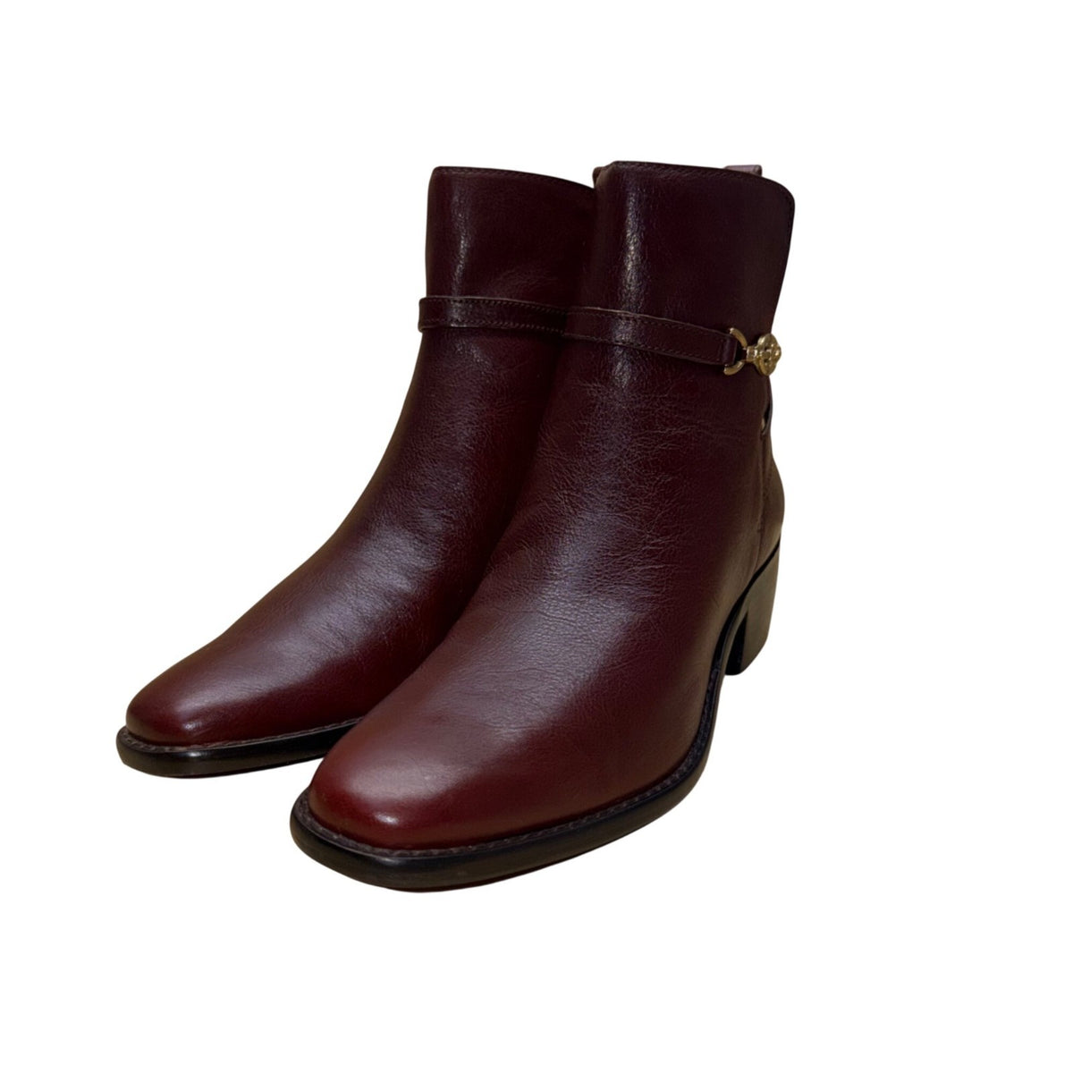 Sam Edelman Women’s Burgundy Leather Gold Hardware Brawley Ankle Boots Size 8.5M