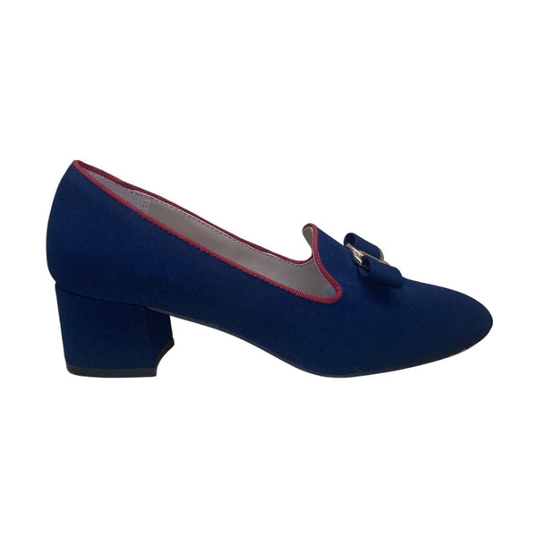 Charter Club Women’s Navy & Red Bow Detail Slip-On Block Heel Loafers Size 8M