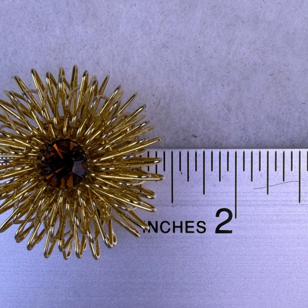 Sarah Coventry Womens Gold Tone Metal Starburst Brooch With Black Crystal Accent