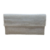 Pearl White Women’s Elegant Beaded Zipper Compartments Clutch Evening Bag