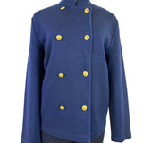 Lauren Ralph Lauren Womens Navy Double-Breasted Jacket Gold Button Sz XL
