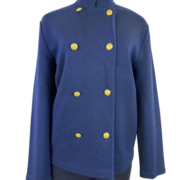 Lauren Ralph Lauren Womens Navy Double-Breasted Jacket Gold Button Sz XL