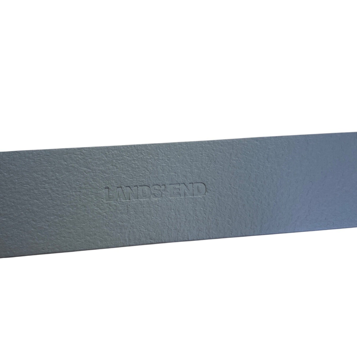 Mens Lands End Gray Leather Belt With Black Metal Buckle Size 38