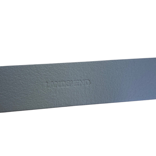 Mens Lands End Gray Leather Belt With Black Metal Buckle Size 38
