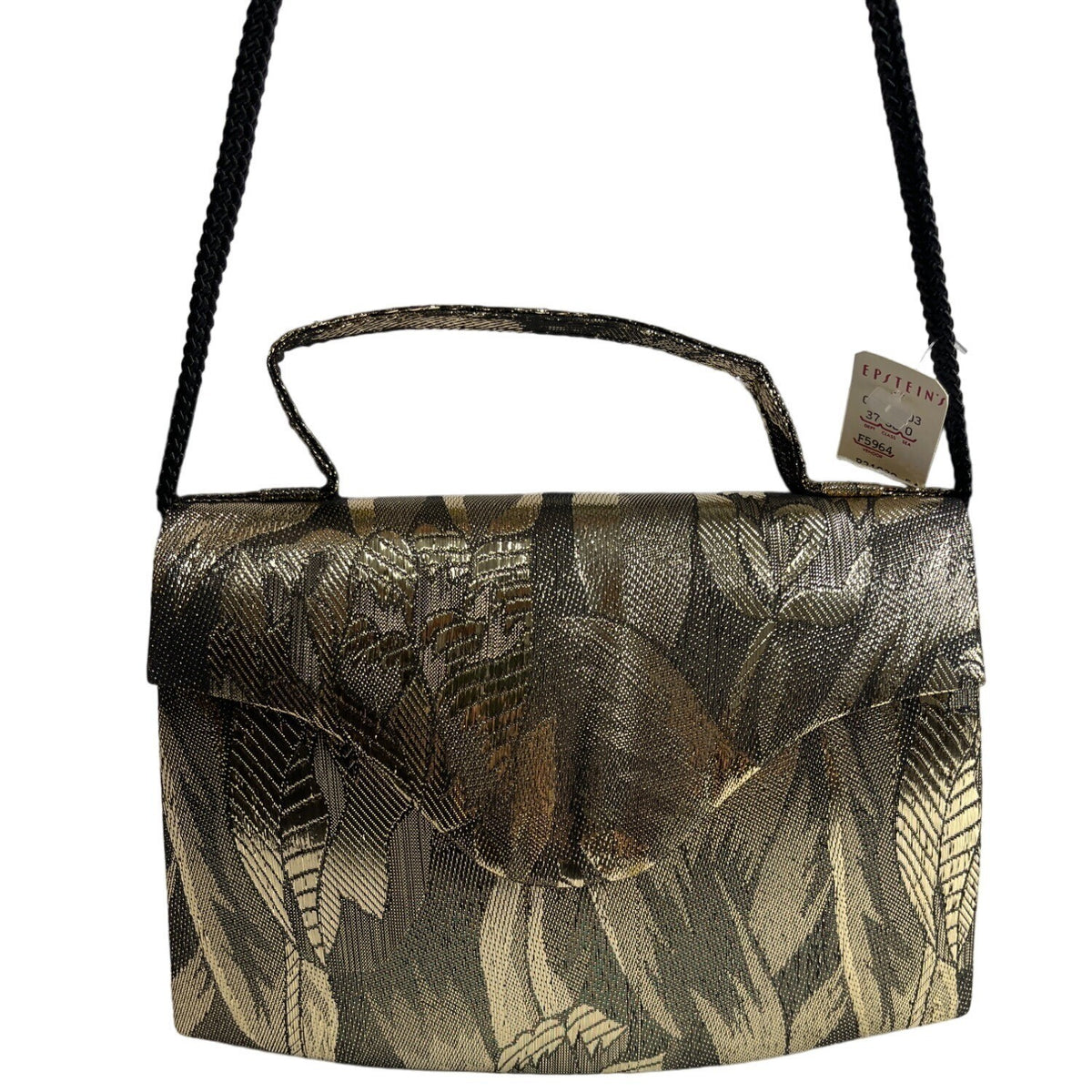 Epstein's Women's Gold Plant Canvas With Magnet Snap Crossbody Bag Sz S - NWT