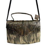 Epstein's Women's Gold Plant Canvas With Magnet Snap Crossbody Bag Sz S - NWT
