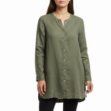J.Jill Womens Green Linen Button-Down Long Sleeve Top Casual Lightweight Size XL