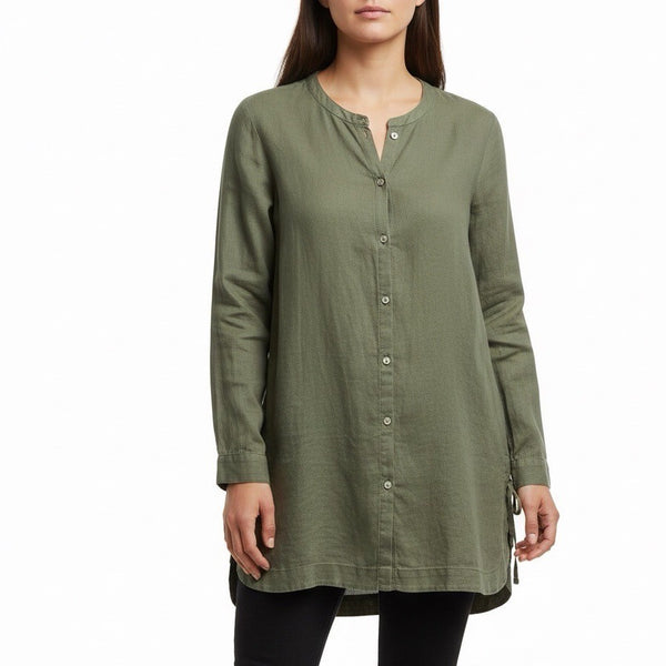 J.Jill Womens Green Linen Button-Down Long Sleeve Top Casual Lightweight Size XL