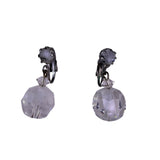 Vintage Womens Clear Faceted Crystal Bead Bracelet & Clip-On Earrings Set