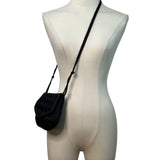 Vintage Handmade Women’s Black Quilted Woven Strap Crossbody Clutch Size S