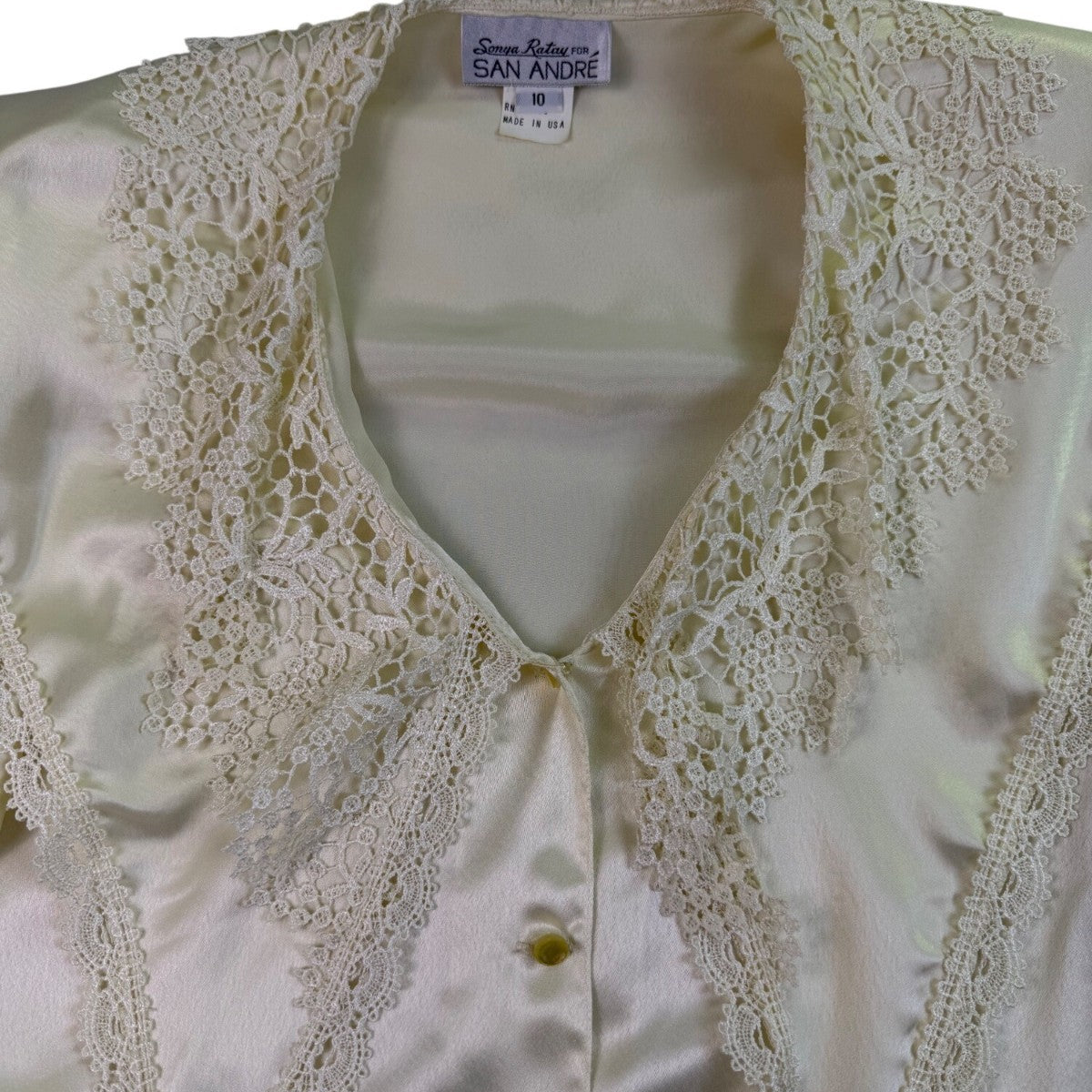 Sonya Ratay For San André Womens Ivory Long Sleeve Lace Blouse Size 10