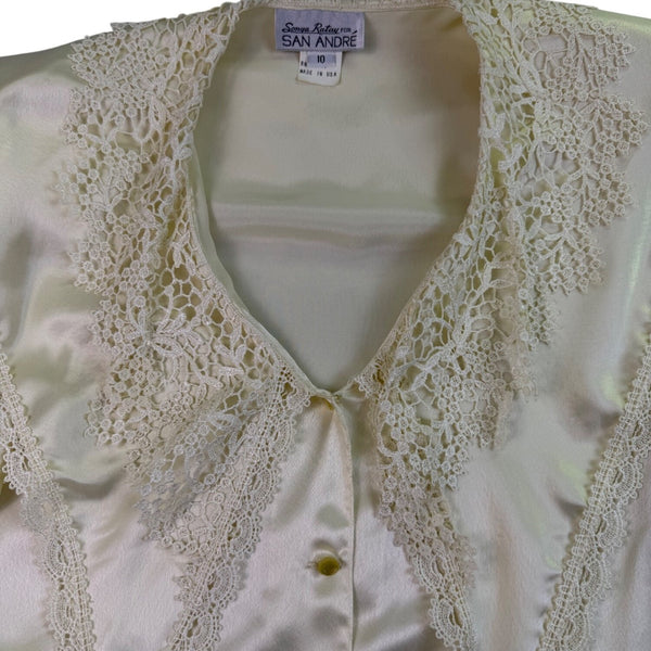 Sonya Ratay For San André Womens Ivory Long Sleeve Lace Blouse Size 10