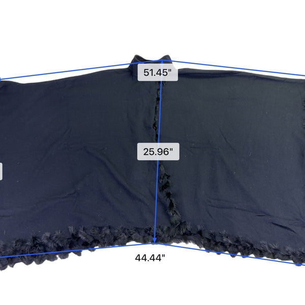 Jones New York Womens Black Wool Blend Faux Fur Trim Poncho Cape One Size