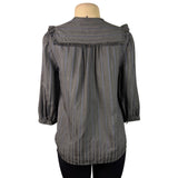 Marc By Marc Jacobs Womens Gray 100% Silk Ruffled Striped Blouse Size 8