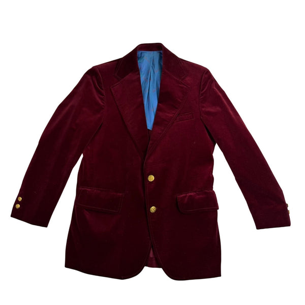 John Weitz Lord & Taylor Mens Red Velvet Luxury Blazer 2 Gold Button  Sz 41R