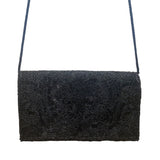 Lord & Taylor Women’s Black Beaded Floral Design Shoulder Strap Evening Clutch