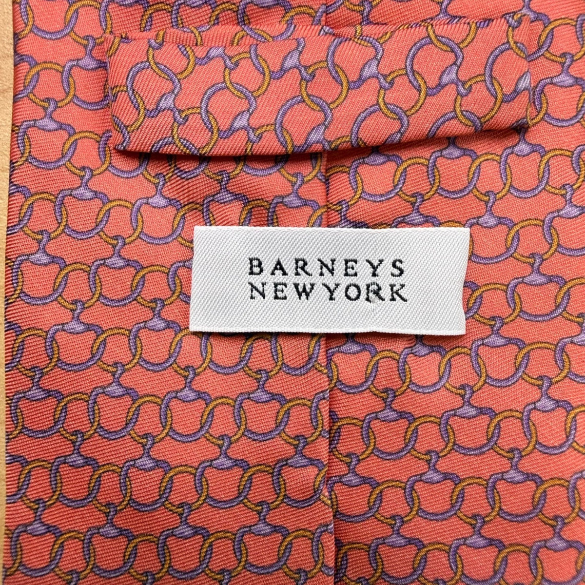 Barneys New York Mens Pink Silk Patterned Tie Handmade In Italy Stylish Design